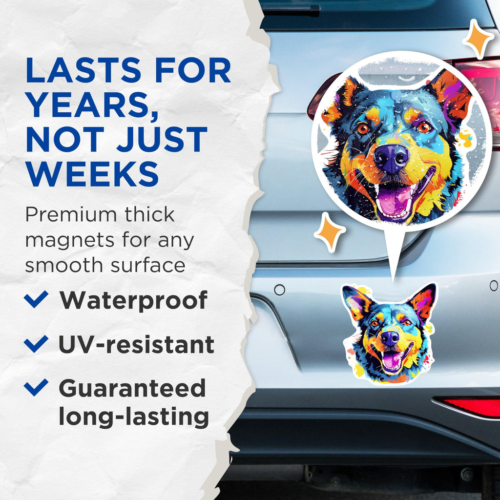 (2 Pack) Australian Cattle Dog Breed Magnets - 5 Inches On Longest Side - Choose from Over 100 Dog Breeds - for Cars, Refrigerators, Toolboxes - Made in USA - MAG1758