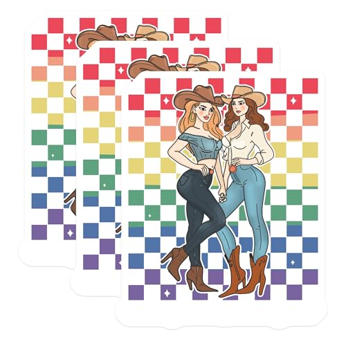 (3 Pack) Cowgirl Decals - Western Fashion Stickers - Lesbian Pride Cowboy Girls- 3 Inches On Longest Side - Easy Peel & Apply - Made in USA - 3MCS5710