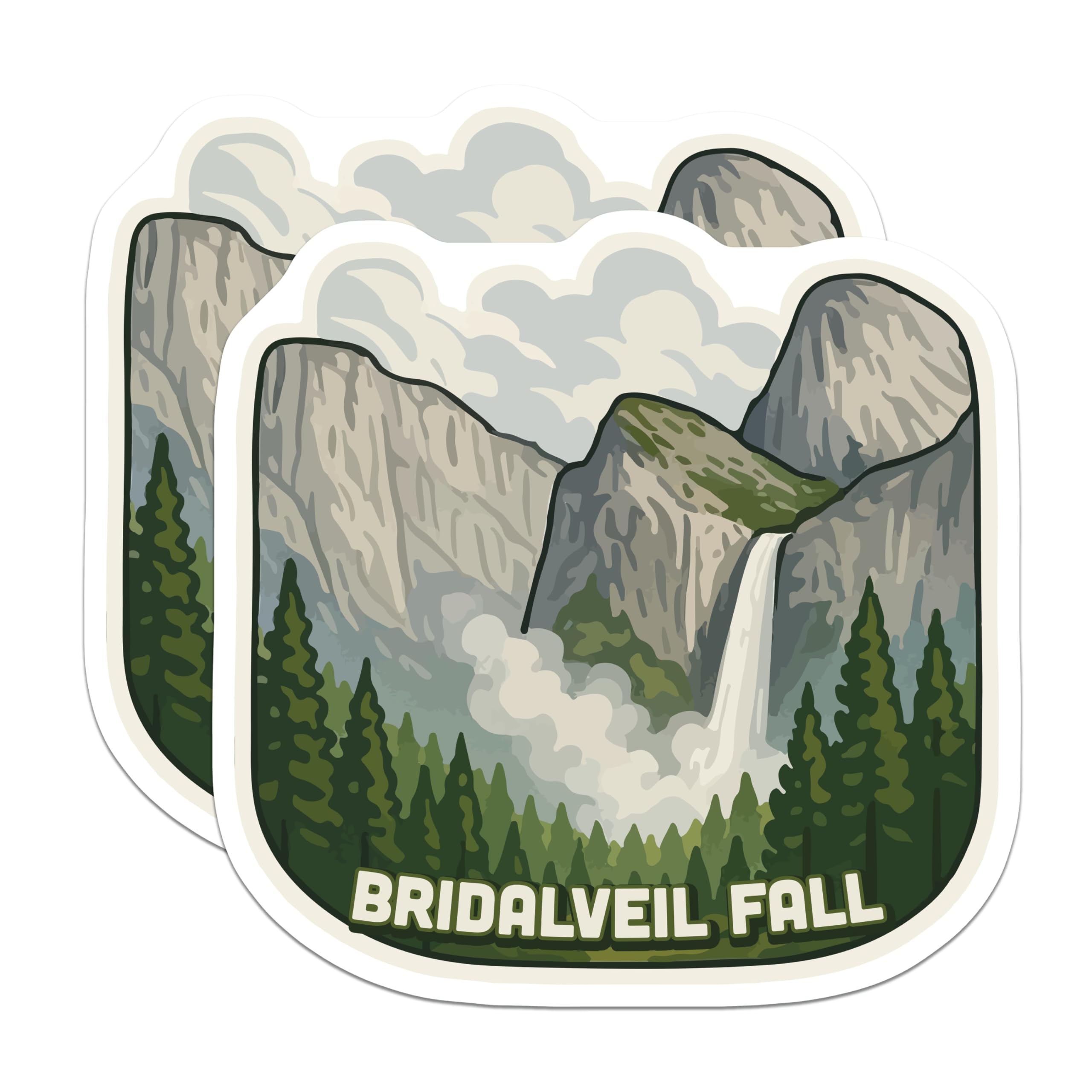 (2 Pack) Bridalveil Fall Magnets - Yosemite National Park Travel - California Waterfall Nature - 5 Inches On Longest Side - Thick Durable Magnet - Made in USA - MAG20131