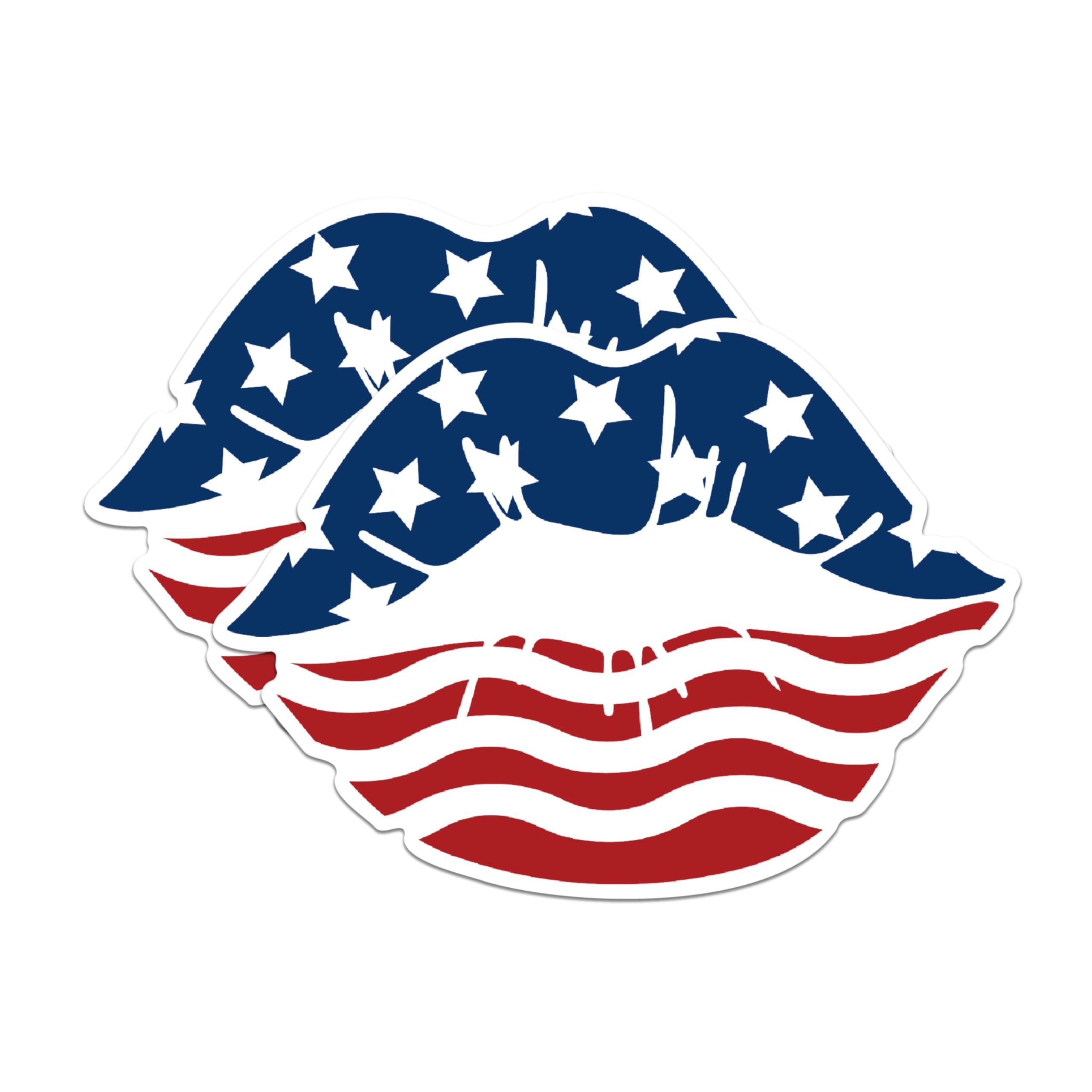 (2 Pack) Patriotic Lips Magnets - American Flag Star Magnets - USA Themed Magnetic Decor- 5" On Longest Side - for Fridges, Toolboxes, Cars - Made in USA - MAG2995