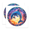 (2 Pack) Dolphin Galaxy Magnets - Celestial Ocean Decor - Watercolor Marine Life Fridge Magnet - 5 Inches On Longest Side - Thick Durable Magnet - Made in USA - MAG30793