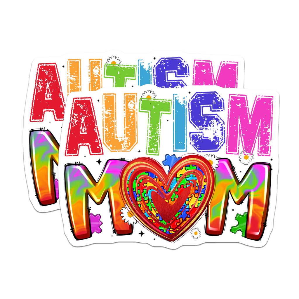 (2 Pack) Autism Mom Magnets - Autism Awareness - Special Needs Parent Support - Puzzle Piece Heart Refrigerator - 5 Inches On Longest Side - Thick Durable Magnet - Made in USA - MAG29132
