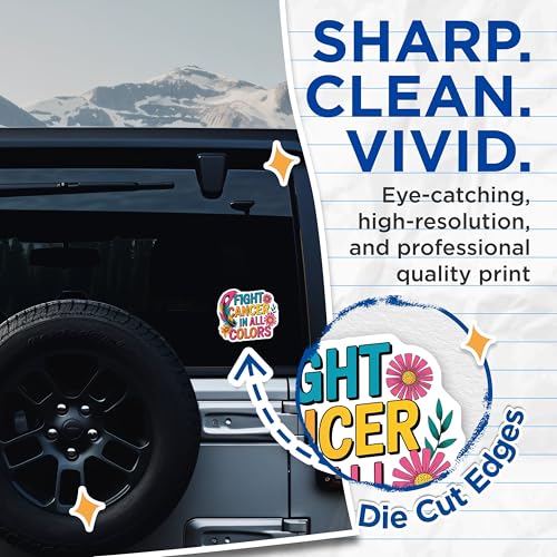 (2 Pack) Fight Cancer in All Colors Stickers - Inspirational Sticker - 5" On Longest Side - Sticks to Smooth Flat Surfaces - Made in USA - BMCS8749 - BMCS8749