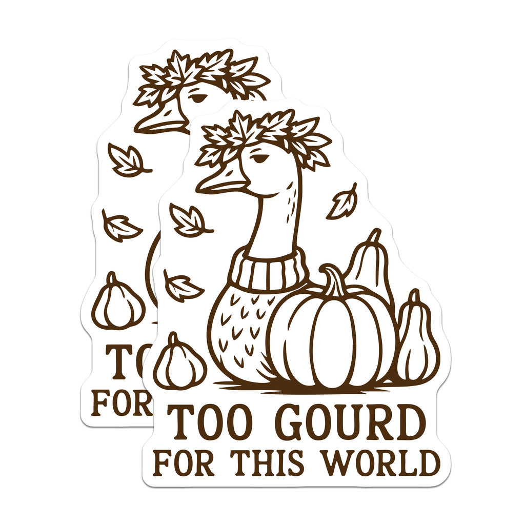 (2 Pack) Too Gourd for This World Magnets - Funny Fall Pun - Autumn Kitchen Decor - Farmhouse Fridge Item - 5 Inches On Longest Side - Thick Durable Magnet - Made in USA - MAG39935