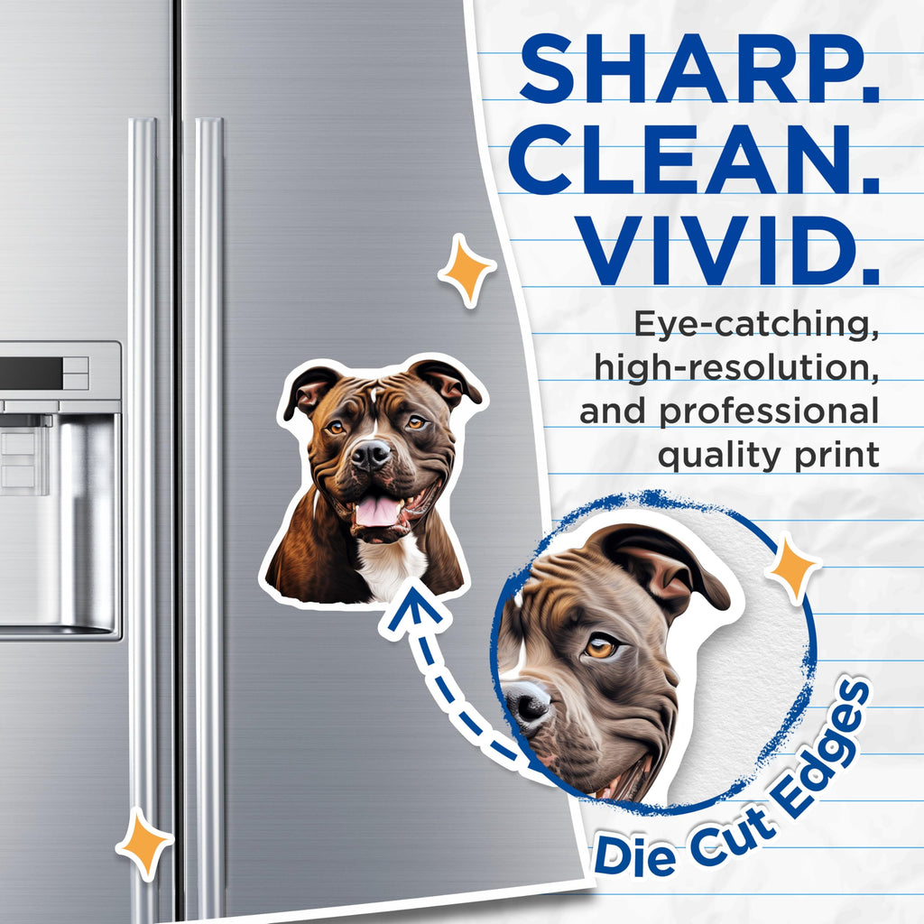 (2 Pack) Pitbull Dog Magnets - Happy Smiling Canine - Pet Lover Refrigerator Locker Decor - 5 Inches On Longest Side - Thick Durable Magnet - Made in USA - MAG24646