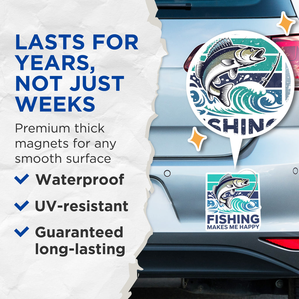 (2 Pack) Fishing Magnets - Bass Angler Refrigerator Decor - Fisherman Quote Hobby Item - 5 Inches On Longest Side - Thick Durable Magnet - Made in USA - MAG39890