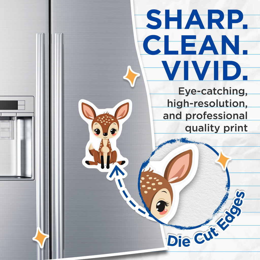(2 Pack) Cute Fawn Magnets - Baby Deer Decor - Woodland Animal Fridge Locker Magnets - 5 Inches On Longest Side - Thick Durable Magnet - Made in USA - MAG39076
