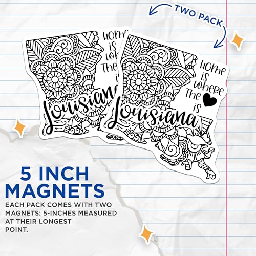 (2 Pack) Louisiana Home is Where The Heart is Magnets Magnets - State Pride - 5" On Longest Side - Made in USA - Sticks to Refrigerators & Metal Surfaces - MAG9064