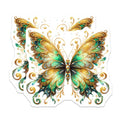 (2 Pack) Ornate Butterfly Magnets - Emerald Gold Fridge Decor - Whimsical Nature Art - 5 Inches On Longest Side - Thick Durable Magnet - Made in USA - MAG38194