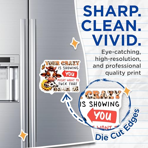 (2 Pack) Your Crazy is Showing Magnet - Funny Cow Meme Magnet - Sarcastic Fridge Magnet - 5" On Longest Side - for Cars, Fridges, Toolboxes - Made in USA - MAG3784