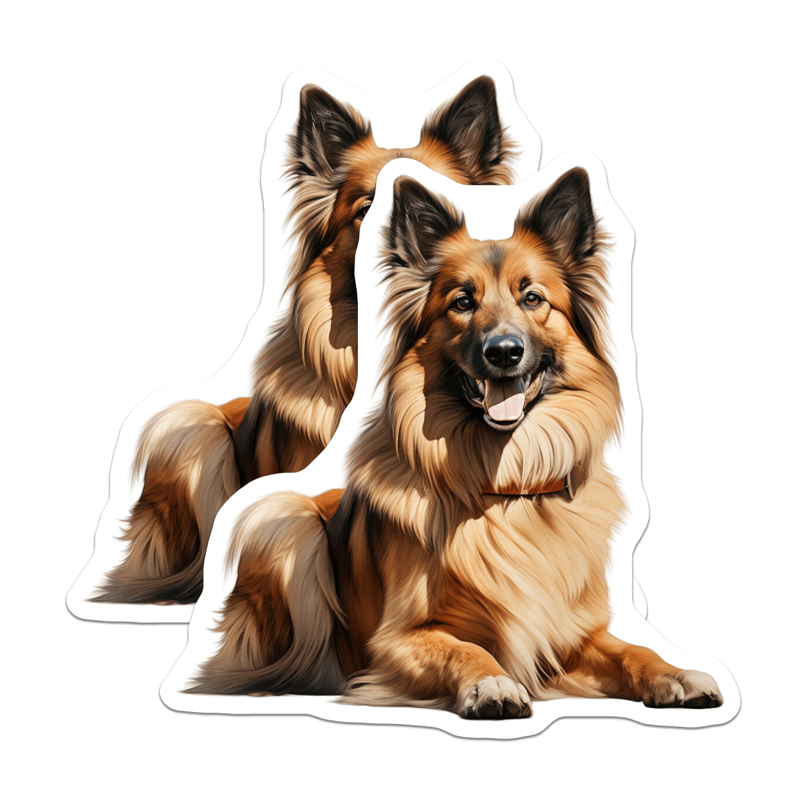 (2 Pack) German Shepherd Magnets - Fluffy Dog Breed Magnets - Pet Owner Refrigerator Decor - 5 Inches On Longest Side - Thick Durable Magnet - Made in USA - MAG28393