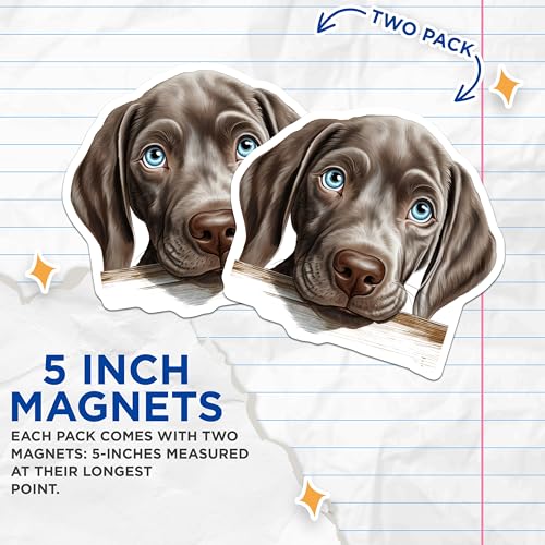 (2 Pack) Puppy Face Magnet - Animal Lover Decor - Home Accessories - 5" On Longest Side - Sticks to Smooth Flat Surfaces - Made in USA - MAG10331