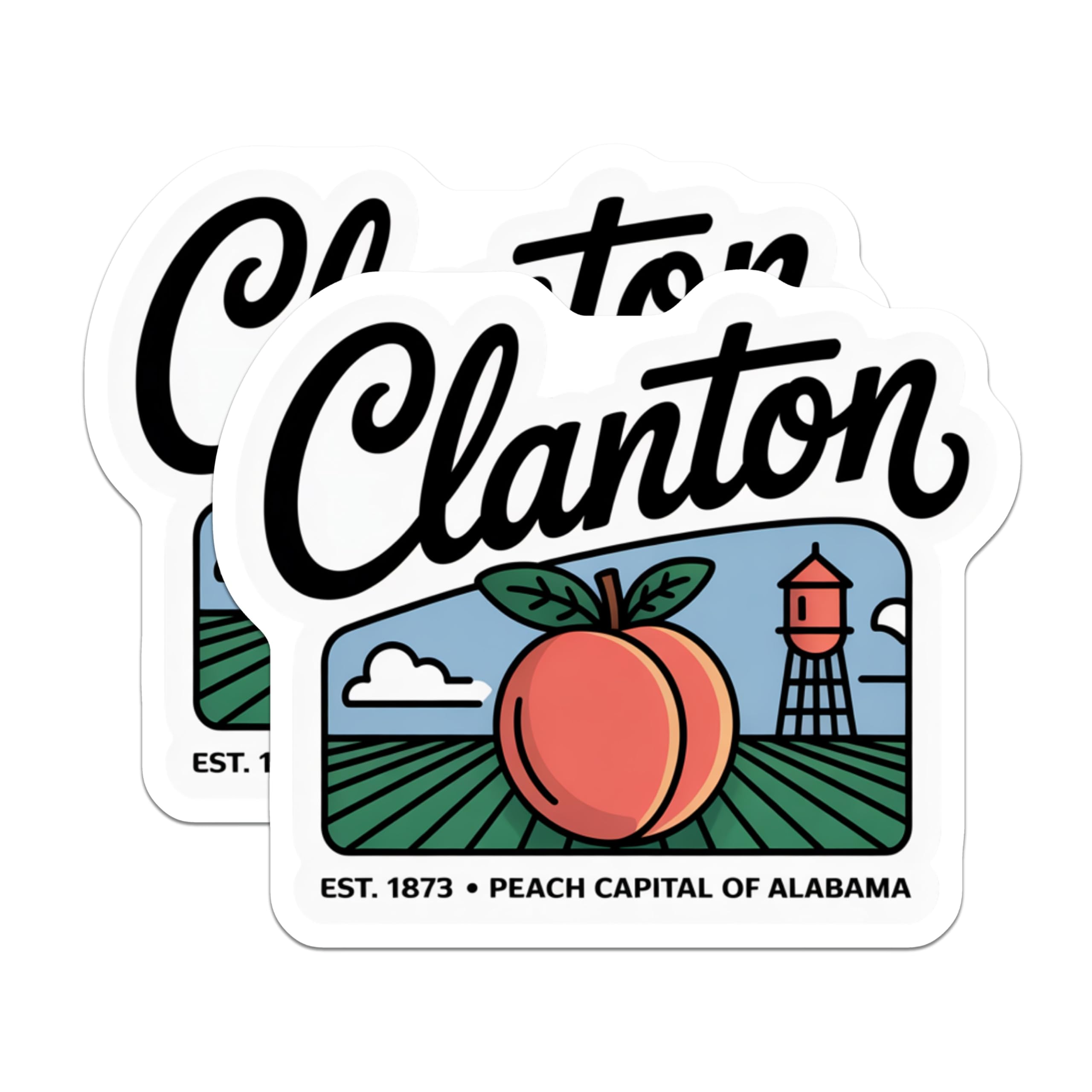 (2 Pack) Clanton Alabama Magnets - Peach Capital - Souvenir Fridge Magnets - 5" On Longest Side - Premium Magnet - for Cars, Refrigerators, Toolboxes, Lockers - Made in USA - MAG17539