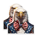 (2 Pack) Patriotic American Eagle Magnets - USA Flag Suit Bow Tie Decor - Independence Day Celebration - Freedom Symbolism - 5 Inches On Longest Side - Thick Durable Magnet - Made in USA - MAG20456