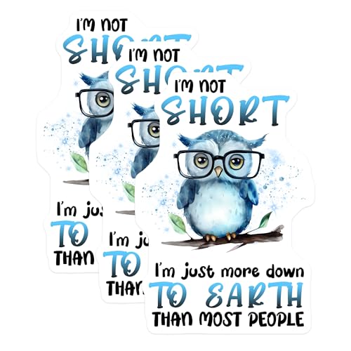 (3 Pack) Owl Decals - I'm Not Short Decals - Funny Owl Stickers - 3 Inches On Longest Side - Easy Peel & Apply - Made in USA - 3MCS6486