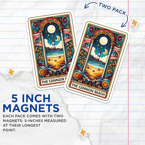 (2 Pack) Coastal Lighthouse Decor Magnet - 5" On Longest Side - Sticks to Smooth Flat Surfaces - Made in USA - MAG10303