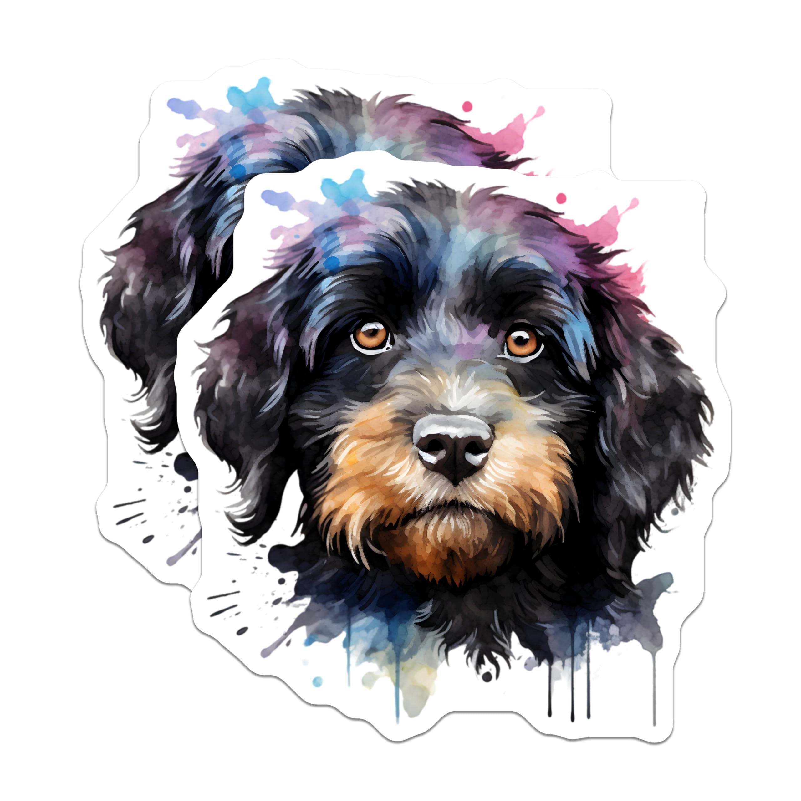 (2 Pack) Watercolor Doodle Dog Magnets - Shaggy Puppy Portrait - Dog Mom Fridge Accessory - 5 Inches On Longest Side - Thick Durable Magnet - Made in USA - MAG28212