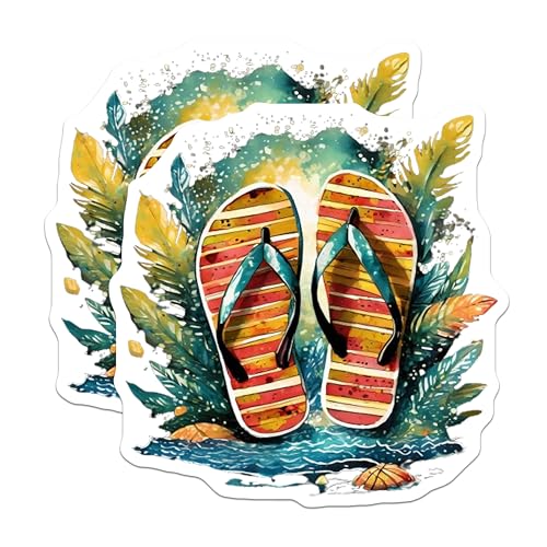 (2 Pack) Summer Beach Flip Flop Magnets Magnets - Tropical Holiday - Vacation Decor - 5" On Longest Side - Made in USA - Sticks to Refrigerators & Metal Surfaces - MAG9322