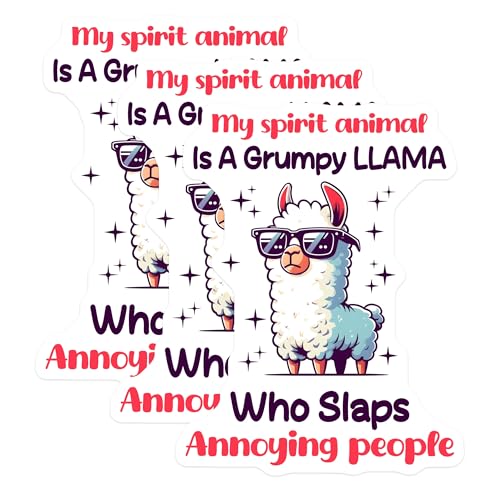 (3 Pack) Grumpy Llama Decals - Funny Animal Stickers - Sarcastic Llama Laptop Decal - 3 Inches On Longest Side - Easy Peel & Apply - Made in USA - 3MCS4422