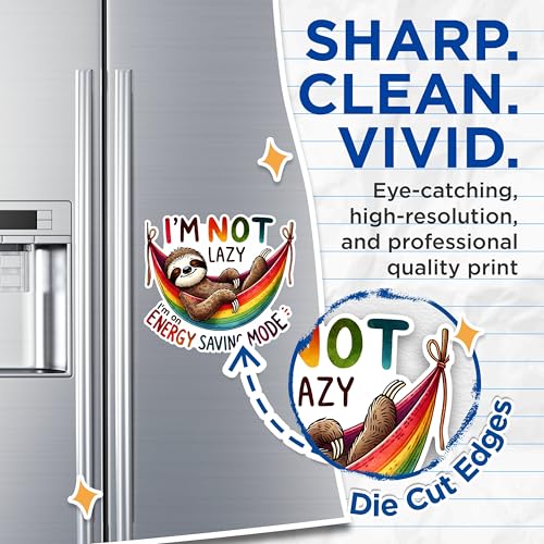 (2 Pack) Sloth Energy Saving Mode Magnets - Fun Sloth Magnets - Lazy Sloth Humor Magnets- 5" On Longest Side - for Fridges, Toolboxes, Cars - Made in USA - MAG2739