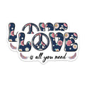 (2 Pack) Love Peace Magnets - Floral Boho Decor - Inspirational Word Magnet - 5" On Longest Side - Premium Magnet - for Cars, Refrigerators, Toolboxes, Lockers - Made in USA - MAG15437