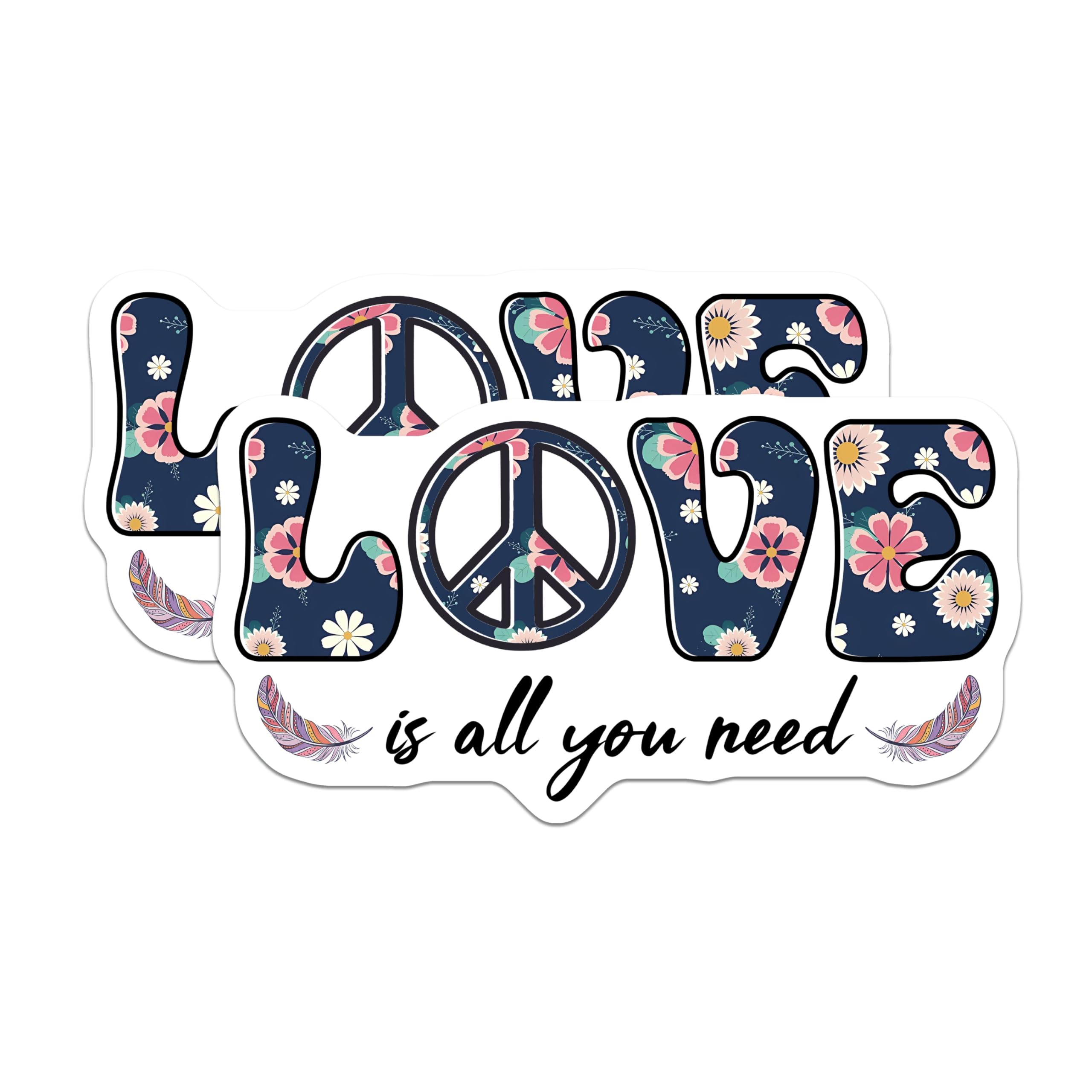 (2 Pack) Love Peace Magnets - Floral Boho Decor - Inspirational Word Magnet - 5" On Longest Side - Premium Magnet - for Cars, Refrigerators, Toolboxes, Lockers - Made in USA - MAG15437