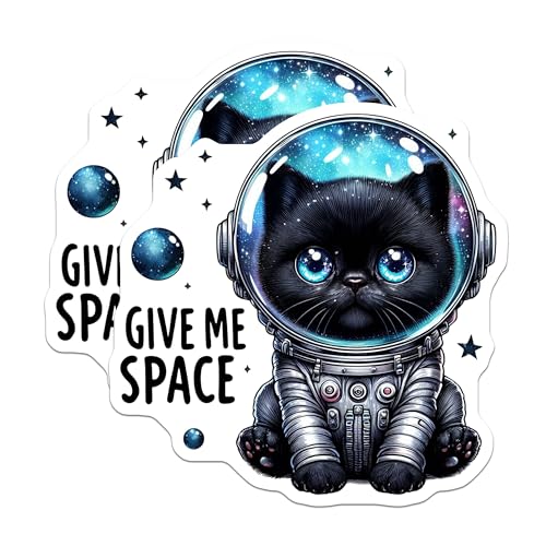 (2 Pack) Give Me Space Cat Magnets - Funny Kitten Magnet - Space Lover - Cute Cat Lovers - Galactic Cat Magnets - 5" On Longest Side - for Cars, Fridges, Toolboxes - Made in USA - MAG4585