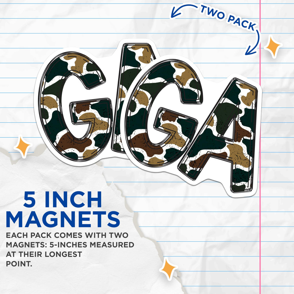 (2 Pack) GA Letters Magnets - Camouflage Abstract Pattern - Georgia State Display - Military Style Refrigerator Accessory - 5 Inches On Longest Side - Thick Durable Magnet - Made in USA - MAG21415