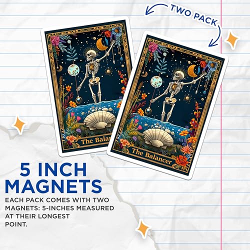 (2 Pack) Skeleton Art Decor Magnet - 5" On Longest Side - Sticks to Smooth Flat Surfaces - Made in USA - MAG10011