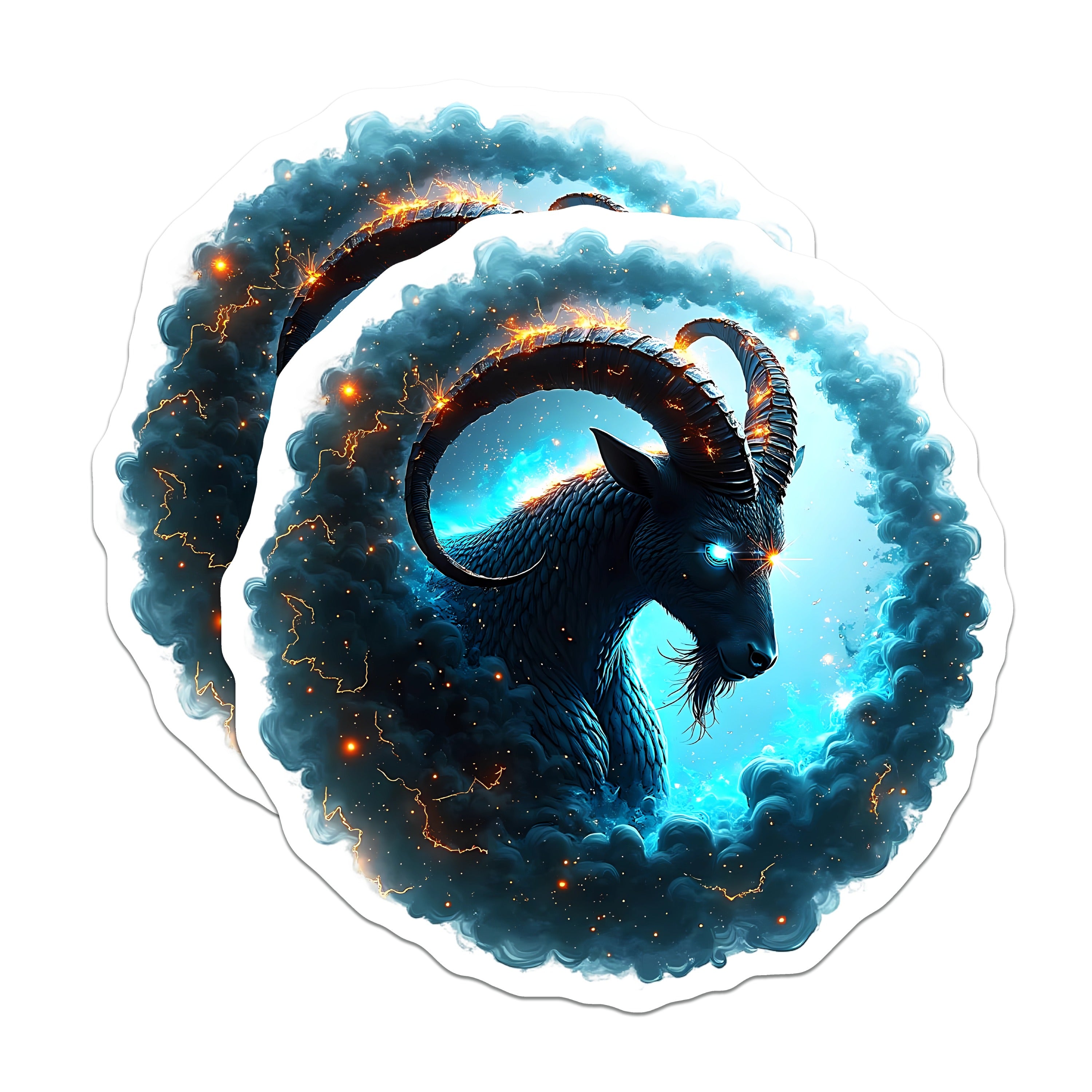 (2 Pack) Capricorn Zodiac Magnets - Astrology Cosmic Sign - Dark Fantasy Celestial Art Decor - 5 Inches On Longest Side - Thick Durable Magnet - Made in USA - MAG38723