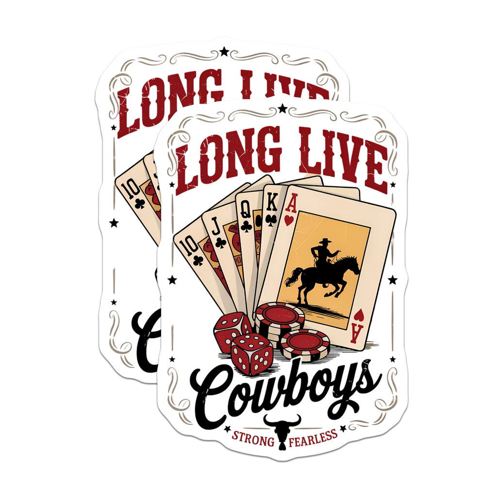 (2 Pack) Long Live Cowboys Magnets - Western Gambling Poker Game Decor - Wild West Country Lifestyle Art Accent - 5 Inches On Longest Side - Thick Durable Magnet - Made in USA - MAG22050