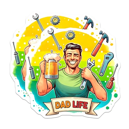 (2 Pack) Dad Life Magnets - Funny Dad Artwork - Father's Day Decor - 5" On Longest Side - for Cars, Fridges, Toolboxes - Made in USA - MAG7458