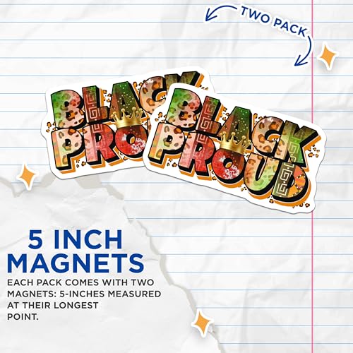 (2 Pack) Black Proud Magnets - African Art Design - 5" On Longest Side - for Cars, Fridges, Toolboxes - Made in USA - MAG7847