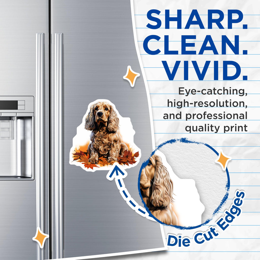 (2 Pack) Cocker Spaniel Dog Magnets - Autumn Fall Animal Art - Pet Parent Refrigerator Display - 5 Inches On Longest Side - Thick Durable Magnet - Made in USA - MAG25131