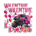(2 Pack) Valentine Monster Truck Magnets - Pink Vehicle Decor - Kids February Classroom Favors - 5 Inches On Longest Side - Thick Durable Magnet - Made in USA - MAG30889