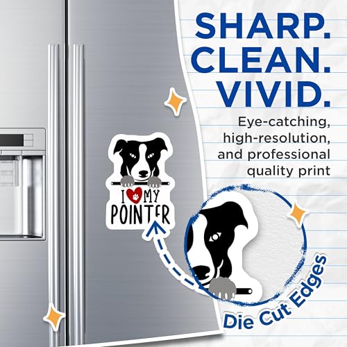 (2 Pack) Dog Lover Magnets - I Love My Pointer - Dog Breed Magnets - Pet Owner - Cute Dog Magnets - 5" On Longest Side - for Cars, Fridges, Toolboxes - Made in USA - MAG4307