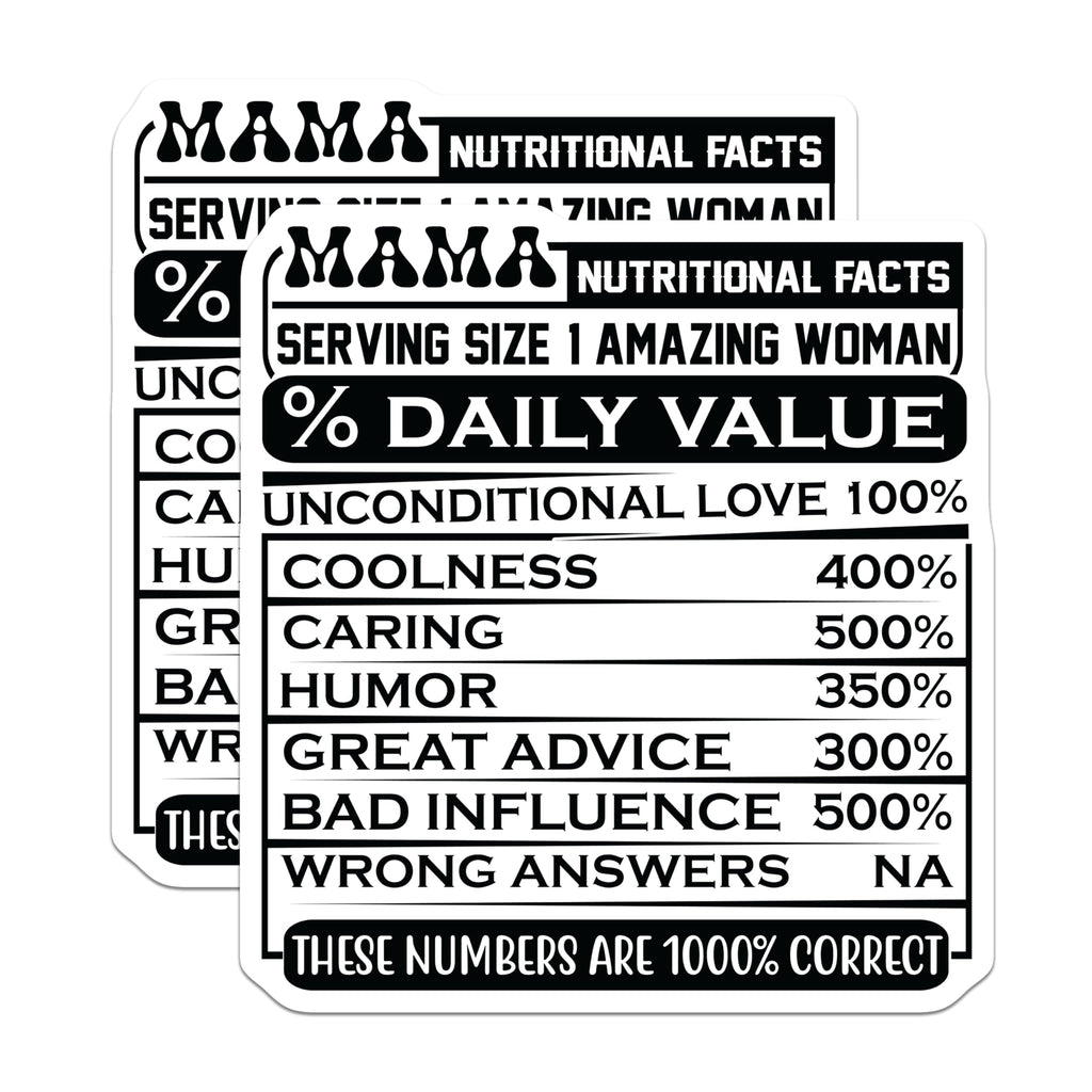 (2 Pack) Mama Nutritional Facts Magnets - Mom Humor - Amazing Woman Fridge Decor - 5" On Longest Side - Premium Magnet - for Cars, Refrigerators, Toolboxes, Lockers - Made in USA - MAG14162