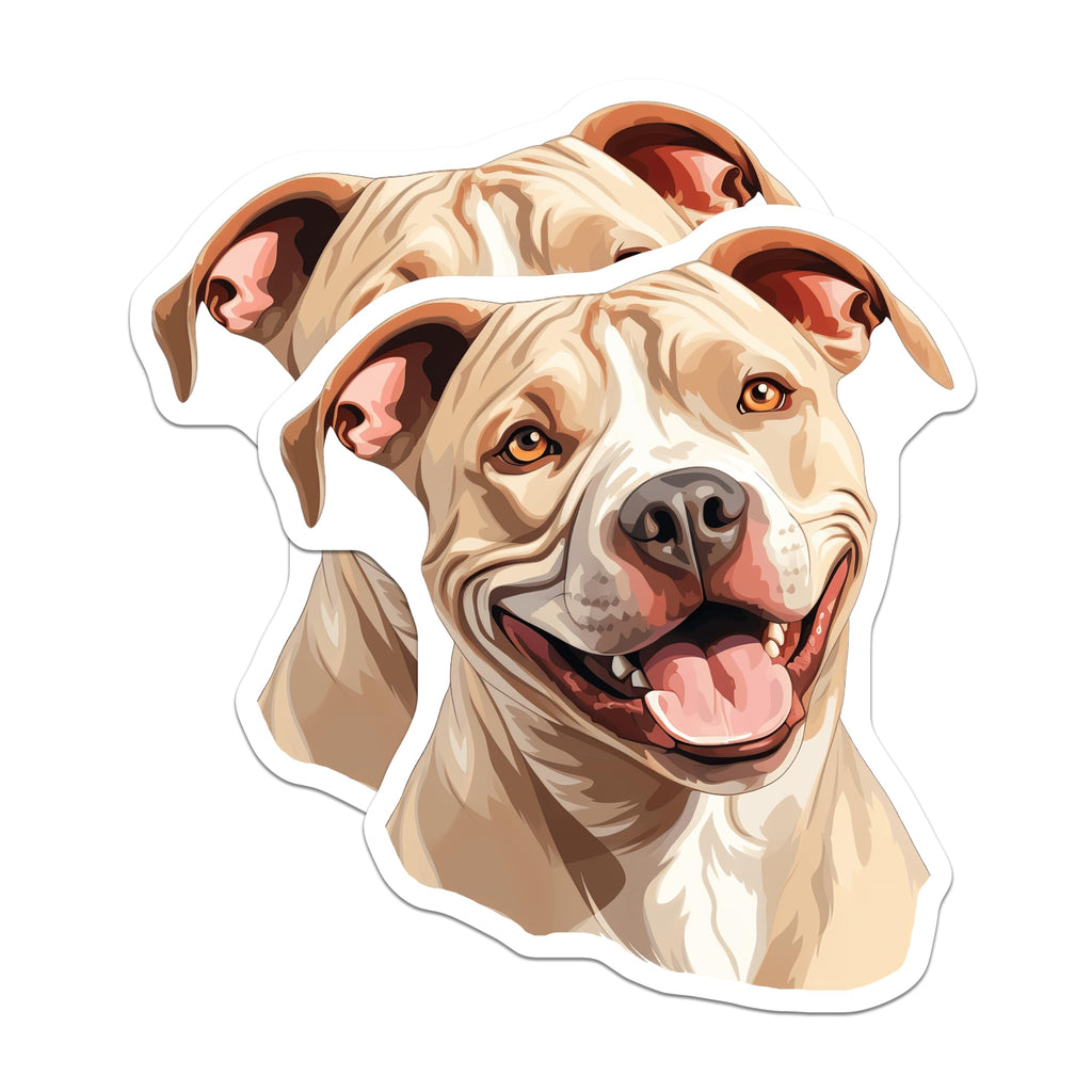 (2 Pack) Happy Pitbull Magnets - Dog Mom Accessory - Pet Lover Decor - Fridge Locker Art - 5 Inches On Longest Side - Thick Durable Magnet - Made in USA - MAG30145