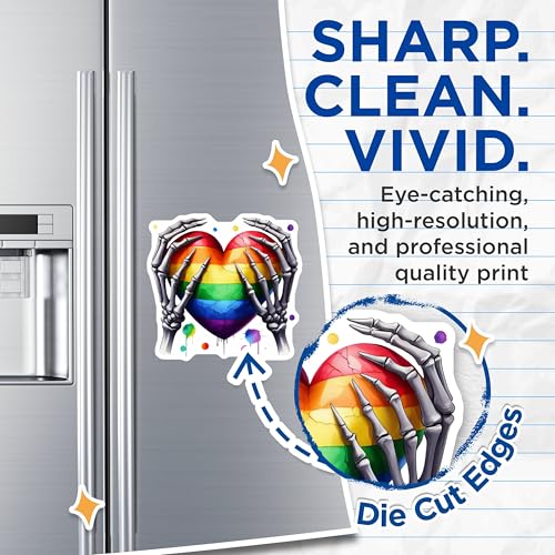 (2 Pack) Rainbow Heart Skeleton Hands Magnets - LGBT Pride Decor - Skeleton Art Fridge Magnets - 5" On Longest Side - for Cars, Fridges, Toolboxes - Made in USA - MAG7272