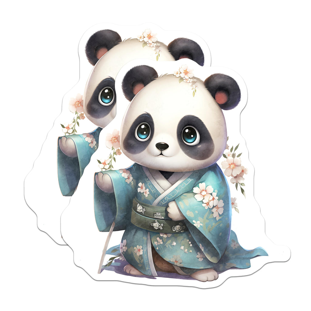 (2 Pack) Panda Bear Magnets - Cute Animal Fridge Magnets - Kimono Panda Refrigerator Decals - 5" On Longest Side - Premium Magnet - for Cars, Refrigerators, Toolboxes, Lockers - Made in USA - MAG16528