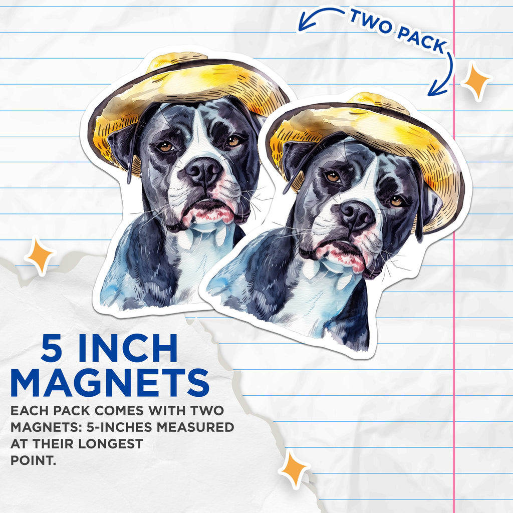 (2 Pack) Boxer Dog Magnets - Watercolor Animal Art - Farmhouse Pet Decor - 5 Inches On Longest Side - Thick Durable Magnet - Made in USA - MAG37064
