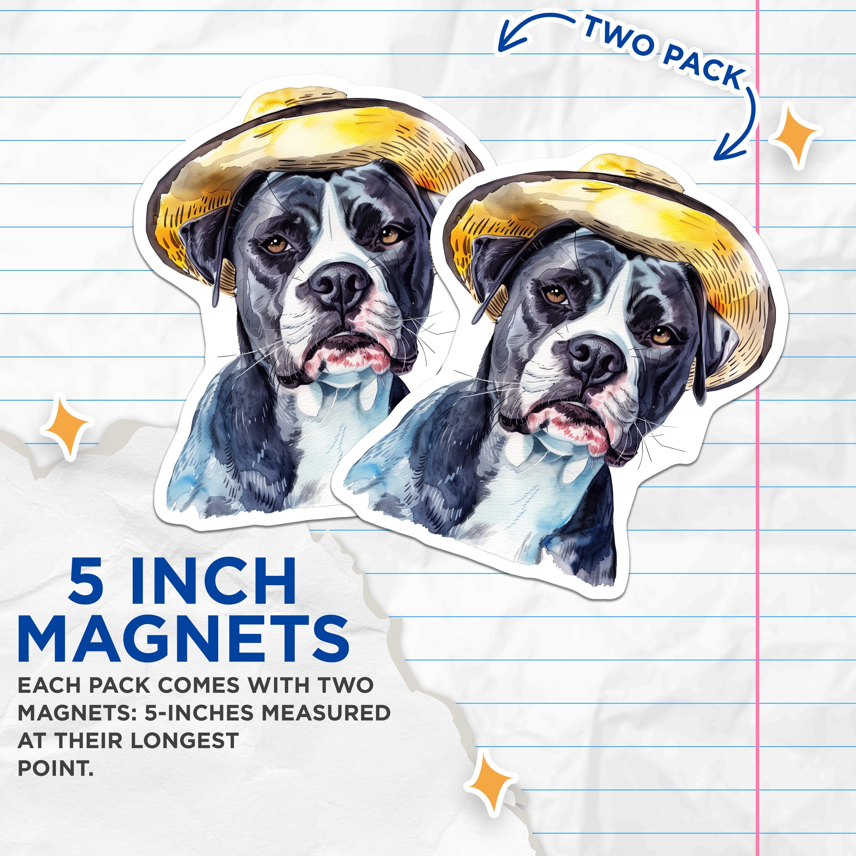 (2 Pack) Boxer Dog Magnets - Watercolor Animal Art - Farmhouse Pet Decor - 5 Inches On Longest Side - Thick Durable Magnet - Made in USA - MAG37064