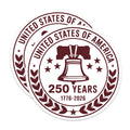 (2 Pack) USA 250 Years Magnets - Liberty Bell American History - Patriotic Commemorative Decor - Independence Day - 5 Inches On Longest Side - Thick Durable Magnet - Made in USA - MAG37397