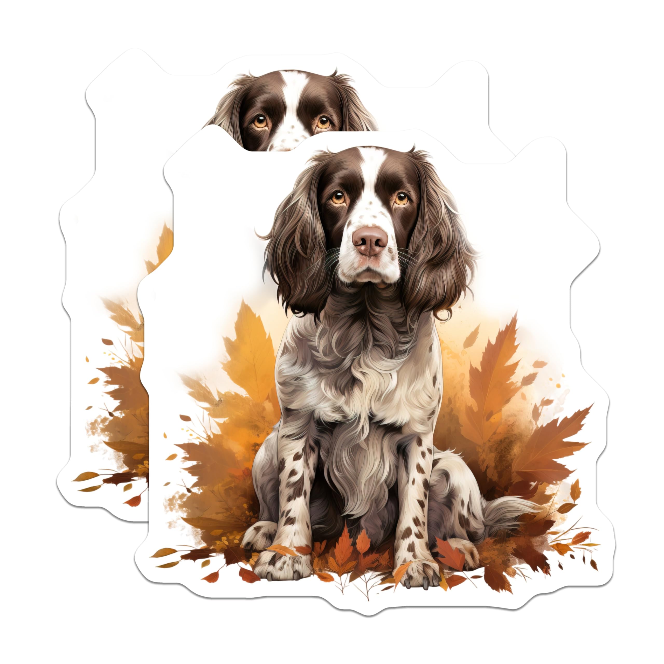 (2 Pack) Springer Spaniel Dog Magnets - Autumn Fall Leaves Decor - Pet Lover Animal Art - 5 Inches On Longest Side - Thick Durable Magnet - Made in USA - MAG30931