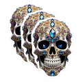 (3 Pack) Jeweled Skull Decals - Sugar Skull - Gothic Laptop Decals - 3 Inches On Longest Side - Easy Peel & Apply - Made in USA - 3MCS7369
