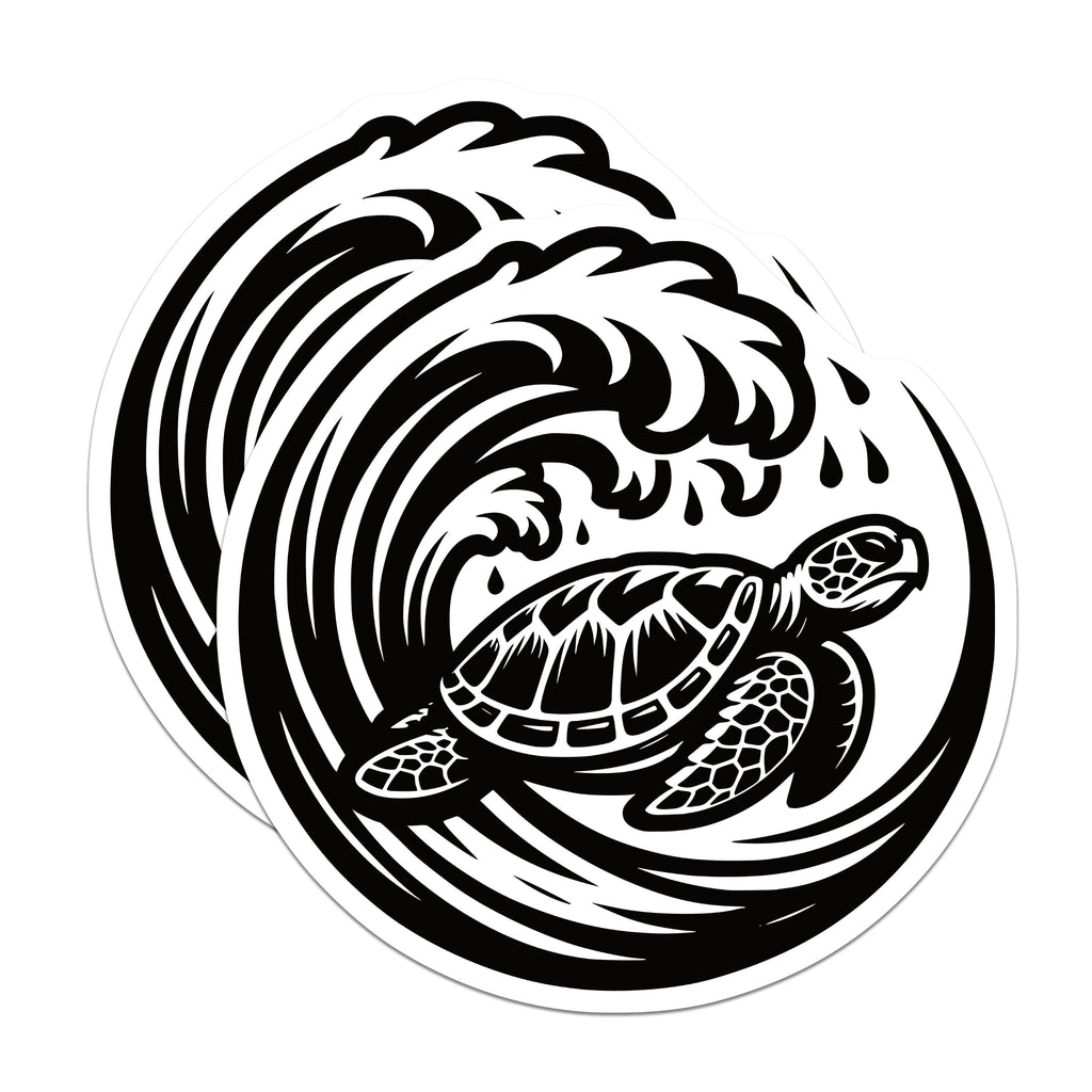(2 Pack) Ocean Sea Turtle Magnets - Polynesian Wave Art - Beach Life Coastal Decor Refrigerator - 5 Inches On Longest Side - Thick Durable Magnet - Made in USA - MAG37312