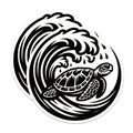 (2 Pack) Ocean Sea Turtle Magnets - Polynesian Wave Art - Beach Life Coastal Decor Refrigerator - 5 Inches On Longest Side - Thick Durable Magnet - Made in USA - MAG37312