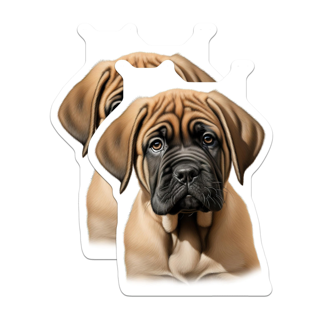 (2 Pack) Mastiff Puppy Magnets - Cute Dog Owner Decor - Animal Lover Refrigerator Accessory - 5 Inches On Longest Side - Thick Durable Magnet - Made in USA - MAG29098