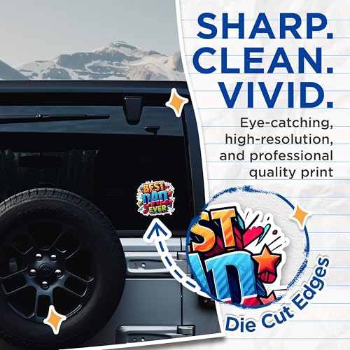 (2 Pack) Best Dad Ever Stickers - Father's Day Stickers - Dad Appreciation Stickers - 5" On Longest Side - Sticks to Any Smooth Flat Surface - Made in USA - BMCS2698