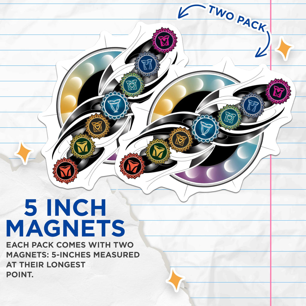(2 Pack) Chakra Magnets - Spiritual Decor - Yoga Gift - 5" On Longest Side - Premium Magnet - for Cars, Refrigerators, Toolboxes, Lockers - Made in USA - MAG14434